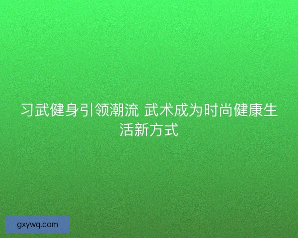 习武健身引领潮流 武术成为时尚健康生活新方式