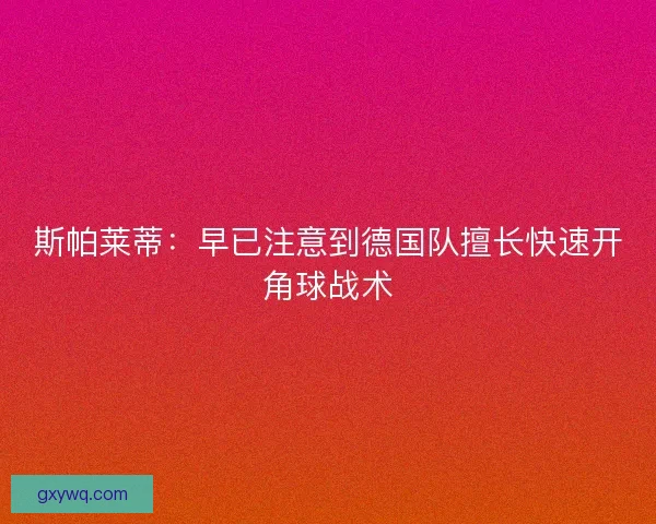 斯帕莱蒂：早已注意到德国队擅长快速开角球战术